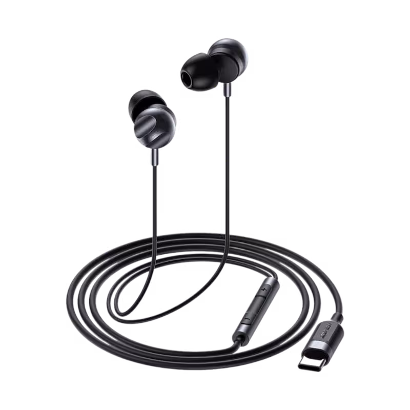 ACEFAST L6 USB-C Wired Earphone In-Ear Headphone with Mic for Phones and Tablets,Black,Digital chip