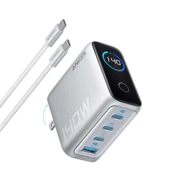 Anker Zolo 140W 4-Port Multi Device Charging GaN Power Adapter With Type-C Cable