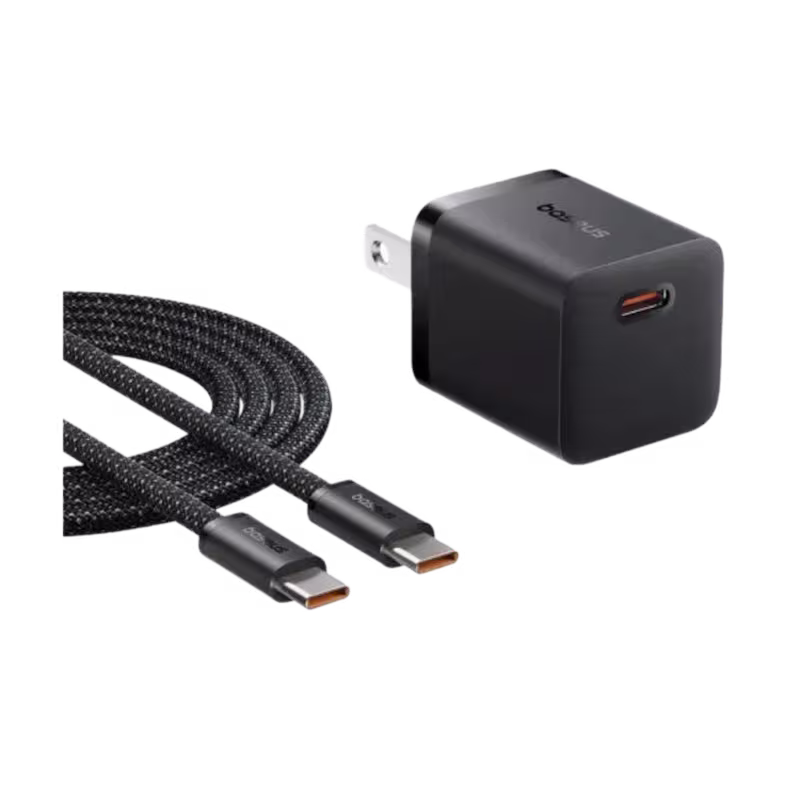 Baseus GaN5 Fast Charger mini 1C 25W With 1M USB-C to USB-C Cable,bLACK