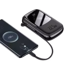 Baseus Qpow Pro Digital Display quick charging power bank 20000mAh 22.5W With Type-C Cable, Black,bulit in cable