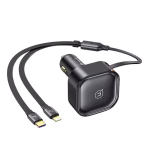 USAMS C41 – Powerful 30W Car Charger with 2-in-1 Retractable Cable