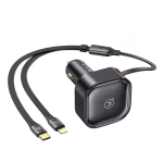 USAMS C41 – Powerful 30W Car Charger with 2-in-1 Retractable Cable
