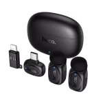 Hoco L19 Graceful Dual Mic Lavalier Wireless Microphone,Black