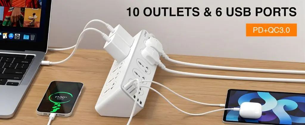 LDNIO SC10610 30W 6-Port USB Charger Power Strip Multiplug