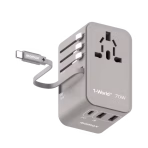 Momax 1 World 3-Ports GaN Universal Travel Charger - 70W-gray[PD 70W GaN Tech] [5 Device Multi Usage: USB Charger + AC Adapter] 5