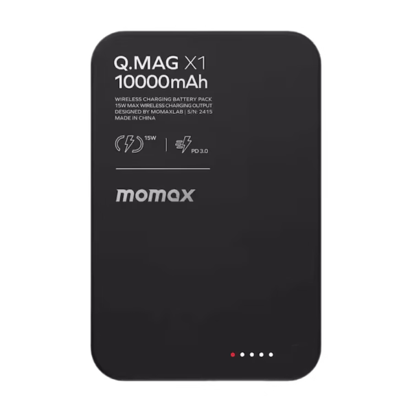 Momax Q.Mag X1 Gen 2 10000mAh 15W Magnetic Wireless Power Bank,black