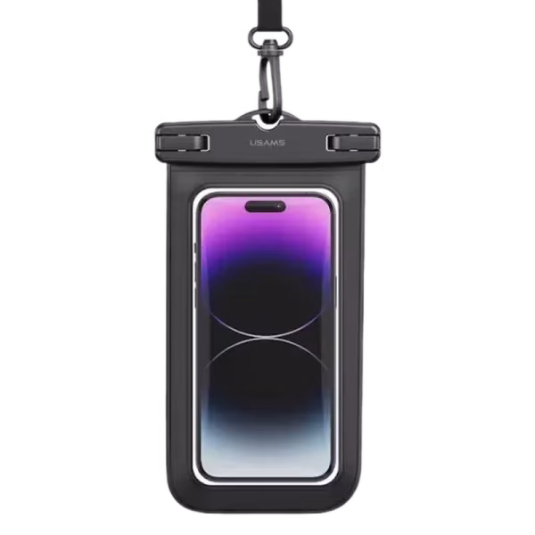 USAMS US-YD012 6.7 inch Transparent Waterproof Swimming Mobile Phone Bag-black,IP68-level deep waterproof, the lock is sealed to prevent dripping water.