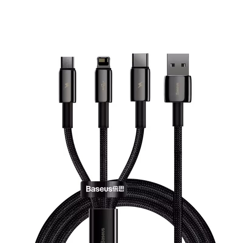 Baseus Tungsten Gold 3 In 1 USB Charging Data Cablev Baseus Tungsten Gold 3 In 1 USB Charging Data Cable Features 3-in-1 design: Type-C, Lightning, and Micro USB Supports fast charging and stable data transfer Tungsten-gold braided exterior for extra durability Anti-tangle and wear-resistant cable structure Strong reinforced connectors for long-lasting use Output: Up to 3.5A (depending on connected device) Data transfer speed: up to 480 Mbps (USB 2.0) Compatible with smartphones, tablets, power banks, and more Ideal for travel and multi-device charging Baseus Tungsten Gold 3 In 1 USB Charging Data Cable USB cable with 3 plugs: USB Type C, micro USB and Lightning. A single cable that allows you to charge any device equipped with the aforementioned connectors and transfer data, e.g. to and from a computer to a phone ( Lightning connectors only – the charging function is inactive during data transfer). Ideal for people with several devices from different manufacturers. Baseus Tungsten Gold 3 In 1 USB Charging Data Cable Price in Bangladesh Buy original Baseus Tungsten Gold 3 In 1 USB Charging Data Cable at the best price in Bangladesh from Shei Tech. From chargers, cables, power banks, to earbuds and smartwatches — we have it all! Shop now for authentic accessories, fast delivery, and unbeatable deals. Why Choose Shei Tech – Best Gadget Shop in Bangladesh Looking for the best place to buy gadgets online in Bangladesh? Welcome to Shei Tech, your onestop destination for authentic and top-quality gadgets at best prices. Whether you're searching for the latest wireless earbuds, smartwatches or other premium tech accessories, Shei Tech is the trusted gadget shop in Bangladesh. We offer a fast, secure, and user-friendly online shopping experience, making it easy to order the latest gadgets in Bangladesh from the comfort of your home. All our products, including the popular Baseus Tungsten Gold 3 In 1 USB Charging Data Cable , are 100% original and authentic products. At Shei Tech, we are committed to providing the best tech deals, exclusive gadget launches and reliable delivery across Bangladesh. Our expert team ensures every customer receives excellent service and genuine products.