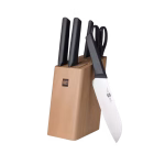 HUOHOU Youth 6-Piece Knife Set with Beechwood Block
