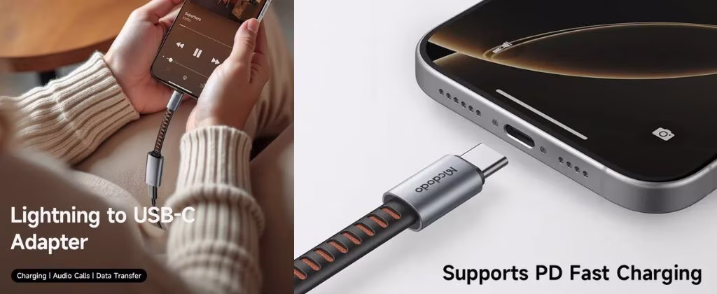 Mcdodo CA-4870 Fast Charging Lightning Female to USB-C Male Cable