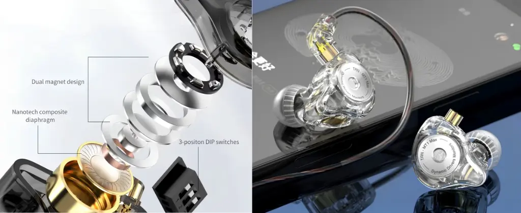 TRN MT1 MAX 10mm Dual Magnet Dynamic Driver In-Ear Monitor
