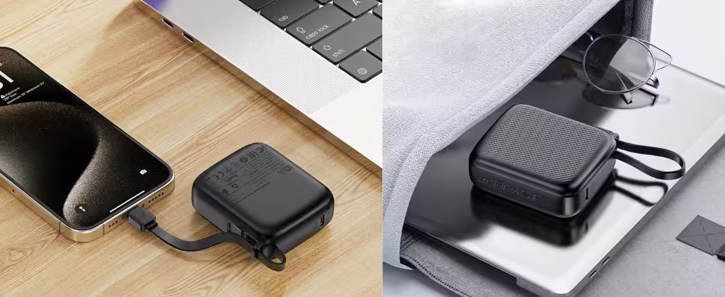 AceFast M15 – Ultra-Fast 20W PD 10000mAh Power Bank with Cable