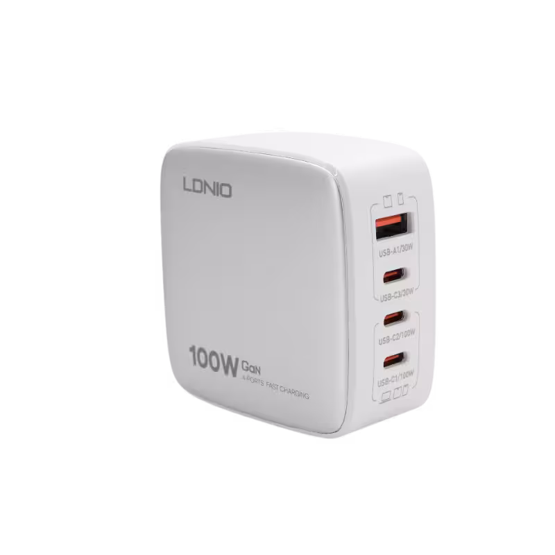 LDNIO Q408 100W 4-Port USB PD GaN Wall Charger white LDNIO Q408 100W 4-Port USB PD GaN Wall Charger Features High Power Output: With a total output of 100W, this charger delivers ample power to rapidly charge a wide range of devices, including high-powered laptops, tablets, and even some demanding peripherals. This high power output ensures that even the most power-hungry devices receive the necessary power for fast and efficient charging. Multiple Ports: Equipped with four ports, typically including a combination of USB-A and USB-C ports, allowing you to charge multiple devices concurrently. This eliminates the need for multiple chargers, reducing clutter on your desk and simplifying your charging routine. GaN (Gallium Nitride) Technology: Utilizing GaN technology, this charger offers several key advantages: Smaller Size and Lighter Weight: GaN technology allows for a significant reduction in size and weight compared to traditional silicon-based chargers, making it more compact and easier to pack for travel. Improved Efficiency: GaN technology offers higher efficiency, resulting in less heat generation and lower energy consumption. Faster Charging Speeds: GaN technology enables faster charging speeds compared to traditional chargers. USB PD (Power Delivery): Supports USB Power Delivery (PD) with high power output, enabling fast charging for a wide range of devices, including laptops with USB-C power delivery. Advanced Safety Features: Equipped with multiple safety features, including overcurrent, overvoltage, and short-circuit protection, the Q408 safeguards your devices and the charger itself from potential damage, ensuring safe and reliable operation. Fast and Efficient Charging: Quickly charge multiple devices simultaneously, saving you valuable time and increasing your productivity. Versatility: Supports a wide range of devices and charging protocols, accommodating various charging needs. Space-Saving Design: Helps to declutter your workspace by consolidating multiple chargers into a single, compact unit. Enhanced Safety: Built-in safety features provide peace of mind and protect your devices from potential damage. Improved Workflow: Streamlines your charging routine, saving time and reducing frustration. LDNIO Q408 100W 4-Port USB PD GaN Wall Charger The LDNIO Q408 100W 4-Port USB PD GaN Wall Charger is a powerful and innovative charging solution that combines high power output, GaN technology, multiple ports, and advanced safety features. It is an ideal choice for anyone who needs to efficiently charge multiple devices, including high-powered laptops, and seeks a compact and efficient charging solution. LDNIO Q408 100W 4-Port USB PD GaN Wall Charger Price in Bangladesh Buy original LDNIO Q408 100W 4-Port USB PD GaN Wall Charger at the best price in Bangladesh from Shei Tech. From chargers, cables, power banks, to earbuds and smartwatches — we have it all! Shop now for authentic accessories, fast delivery, and unbeatable deals. Why Choose Shei Tech – Best Gadget Shop in Bangladesh Looking for the best place to buy gadgets online in Bangladesh? Welcome to Shei Tech, your onestop destination for authentic and top-quality gadgets at best prices. Whether you're searching for the latest wireless earbuds, smartwatches or other premium tech accessories, Shei Tech is the trusted gadget shop in Bangladesh. We offer a fast, secure, and user-friendly online shopping experience, making it easy to order the latest gadgets in Bangladesh from the comfort of your home. All our products, including the popular LDNIO Q408 100W 4-Port USB PD GaN Wall Charger, are 100% original and authentic products. At Shei Tech, we are committed to providing the best tech deals, exclusive gadget launches and reliable delivery across Bangladesh. Our expert team ensures every customer receives excellent service and genuine products.