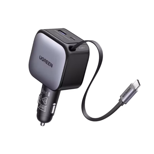 UGREEN EC603 90W Retractable Car Charger With Retractable Cable Features Total Power Output: Up to 90 W across three ports. Built-in Retractable USB-C Cable: Extends to 70 cm, delivers up to 60 W. USB-C cable: up to 60 W PD  USB-C port: up to 30 W USB-A port: up to 30 W Simultaneous Charging: Efficiently charges two or more devices—like a laptop and phone—together. Multiple Fast-Charging Protocols: Supports PD 3.0, QC 3.0/2.0, SCP, FCP, AFC, Apple charging standards, BC 1.2, and more. Universal Vehicle Compatibility: Works with 12–24 V car power sockets. Compact and Durable Design: Flame-retardant housing with port indicator lights for easier use in the dark. Smart Power Allocation: Dynamically adjusts output based on the connected devices’ power needs. UGREEN EC603 90W Retractable Car Charger With Retractable Cable The UGREEN EC603 90W Retractable Car Charger combines high-power charging with a sleek, compact design ideal for vehicle use. It features an integrated 70 cm retractable USB-C cable plus two additional ports, enabling you to power up to three devices at the same time—perfect for charging laptops, phones, and tablets while driving. With smart power distribution and broad protocol support, it's a great travel-friendly accessory that keeps your tech powered without clutter. UGREEN EC603 90W Retractable Car Charger With Retractable Cable Price in Bangladesh Buy original UGREEN EC603 90W Retractable Car Charger With Retractable Cable  at the best price in Bangladesh from Shei Tech. From chargers, cables, power banks, to earbuds and smartwatches — we have it all! Shop now for authentic accessories, fast delivery, and unbeatable deals.  Why Choose Shei Tech – Best Gadget Shop in Bangladesh Looking for the best place to buy gadgets online in Bangladesh? Welcome to Shei Tech, your onestop destination for authentic and top-quality gadgets at best prices. Whether you're searching for the latest wireless earbuds, smartwatches or other premium tech accessories, Shei Tech is the trusted gadget shop in Bangladesh.  We offer a fast, secure, and user-friendly online shopping experience, making it easy to order the latest gadgets in Bangladesh from the comfort of your home. All our products, including the popular UGREEN EC603 90W Retractable Car Charger With Retractable Cable, are 100% original and authentic products. At Shei Tech, we are committed to providing the best tech deals, exclusive gadget launches and reliable delivery across Bangladesh. Our expert team ensures every customer receives excellent service and genuine products.