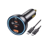 Baseus 160W Qualcomm Quick Charge 5 Technology Car Charger With Type-C Cable Features  Qualcomm QC5 certification: High-power and certified A total output of 160W: 160W of high power supports simultaneous fast charging via three ports Single 100W fast charge Type-C port: Single Type-C1 port outputs 100W high power for charging laptops BPS Il charging technology: Upgraded BPSll technology supports fast charging of multiple charging ports High compatibility: This charger is compatible with QC5, PPS, PD3.0, QC4+, QC3.0, SCP, FCP, AFC and more protocols for fast charging various devices A hidden ambient light: An ambient light is convenient for you to find the charger at night Universal for 12V-24V car models: Universal for car models such as cars, off-road vehicles, large trucks and so on Comes with Baseus Xiaobai series fast charging Type-C to Type-C 100W (20V/5A) 1m cable Baseus 160W Qualcomm Quick Charge 5 Technology Car Charger With Type-C Cable The Baseus 160W QC5 2C+U Car Charger and the Mcdodo 120W 4-in-1 Retractable Car Charger (CC-0370). The Baseus charger is a powerhouse focused on speed, delivering a massive 160W total output with a primary 100W USB-C port capable of fast-charging laptops, making it ideal for the most power-hungry devices. In contrast, the Mcdodo charger prioritizes convenience and organization, offering a 120W total output with built-in, retractable 1.2-meter USB-C and Lightning cables, along with an extra USB-C and USB-A port. While its maximum single-port output is 60W (enough for most phones, tablets, and smaller laptops), its primary appeal is eliminating cable clutter and providing a readily accessible charging solution for up to four devices simultaneously. Baseus 160W Qualcomm Quick Charge 5 Technology Car Charger With Type-C Cable Price in Bangladesh Buy original Baseus 160W Qualcomm Quick Charge 5 Technology Car Charger With Type-C Cable  at the best price in Bangladesh from Shei Tech.From chargers, cables, power banks, to earbuds and smartwatches — we have it all! Shop now for authentic accessories, fast delivery, and unbeatable deals. Why Choose Shei Tech – Best Gadget Shop in Bangladesh Looking for the best place to buy gadgets online in Bangladesh? Welcome to Shei Tech, your one stop destination for authentic and top-quality gadgets at best prices. Whether you’re searching for the latest wireless earbuds, smartwatches or other premium tech accessories, Shei Tech is the trusted gadget shop in Bangladesh. We offer a fast, secure, and user-friendly online shopping experience, making it easy to order the latest gadgets in Bangladesh from the comfort of your home. All our products, including the popular Baseus 160W Qualcomm Quick Charge 5 Technology Car Charger With Type-C Cable ,are 100% original and authentic products. At Shei Tech, we are committed to providing the best tech deals, exclusive gadget launches and reliable delivery across Bangladesh. Our expert team ensures every customer receives excellent service and genuine products.  