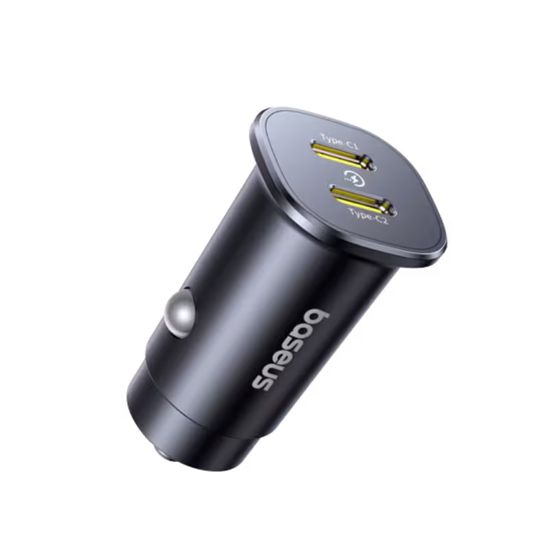 Baseus GoTrip Dual USB-C 30W PD Car Charger black Baseus GoTrip Dual USB-C 30W PD Car Charger
