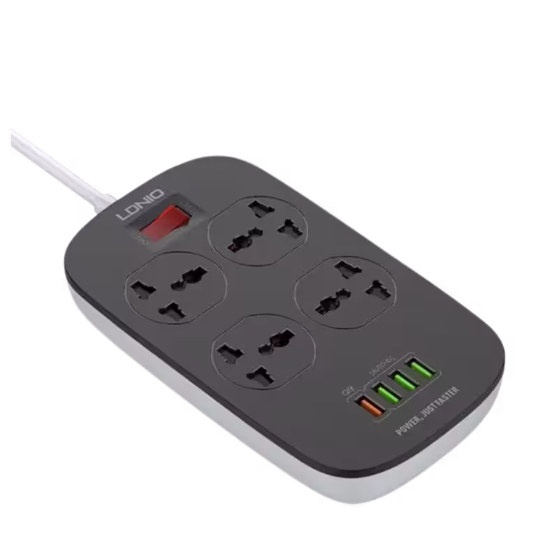LDNIO SC4407 Power Socket 4 USB Charger with Power Extension Cord Features 4 AC Outlets: Provides four AC outlets, offering ample space to connect a wide range of devices, from computers and laptops to printers, lamps, and other electronic appliances. This eliminates the frustration of limited outlets and allows you to power all your essential devices in one convenient location. 4 USB Charging Ports: Integrated with four USB charging ports, enabling you to simultaneously charge your smartphones, tablets, earbuds, and other USB-powered devices. This eliminates the need for multiple wall chargers, reducing clutter on your desk and streamlining your charging routine. Power Extension Cord: Includes an extension cord, providing flexibility in placement and allowing you to reach outlets that might otherwise be inaccessible. This significantly increases the reach and versatility of the power strip, allowing you to conveniently power devices in areas further away from wall outlets. Overload Protection: Equipped with overload protection to safeguard your devices and the power strip itself from potential damage caused by excessive current draw. This safety feature helps prevent overheating and potential electrical hazards, ensuring the long-term reliability of your devices and your home. Fire-Resistant Material: Constructed with fire-resistant materials to minimize the risk of fire hazards. This enhances safety and peace of mind, providing an extra layer of protection for your devices and your home. LDNIO SC4407 Power Socket 4 USB Charger with Power Extension Cord The LDNIO SC4407 Power Socket 4 USB Charger with Power Extension Cord is more than just a simple power strip; it’s a versatile and essential component of any modern workspace or home. This thoughtfully designed device addresses the increasing need for multiple power outlets and USB charging ports in today’s digital world. LDNIO SC4407 Power Socket 4 USB Charger with Power Extension Cord Price in Bangladesh Buy original LDNIO SC4407 Power Socket 4 USB Charger with Power Extension Cord at the best price in Bangladesh from Shei Tech.From chargers, cables, power banks, to earbuds and smartwatches — we have it all! Shop now for authentic accessories, fast delivery, and unbeatable deals. Why Choose Shei Tech – Best Gadget Shop in Bangladesh Looking for the best place to buy gadgets online in Bangladesh? Welcome to Shei Tech, your one stop destination for authentic and top-quality gadgets at best prices. Whether you’re searching for the latest wireless earbuds, smartwatches or other premium tech accessories, Shei Tech is the trusted gadget shop in Bangladesh. We offer a fast, secure, and user-friendly online shopping experience, making it easy to order the latest gadgets in Bangladesh from the comfort of your home. All our products, including the popular LDNIO SC4407 Power Socket 4 USB Charger with Power Extension Cord ,are 100% original and authentic products. At Shei Tech, we are committed to providing the best tech deals, exclusive gadget launches and reliable delivery across Bangladesh. Our expert team ensures every customer receives excellent service and genuine products.