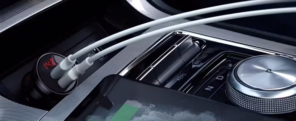 Baseus Digital Display Dual USB Car Charger with 3 in 1 Cable