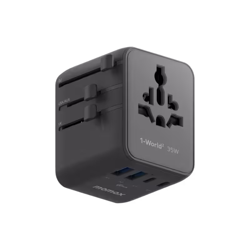 Momax 1-World² 5-Port Mini Travel GaN Charger 35W with Dual AC Momax 1-World² 5-Port Mini Travel GaN Charger 35W with Dual ACMomax 1-World² 5-Port Mini Travel GaN Charger 35W with Dual AC