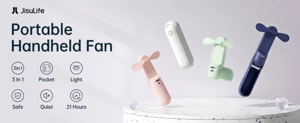 JISULIFE F8 Handheld Mini Fan 2000mAh
