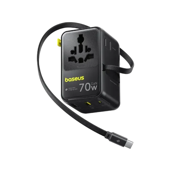 Baseus EnerCore CG11 70W GaN Universal Travel Adapter with Retractable Cable