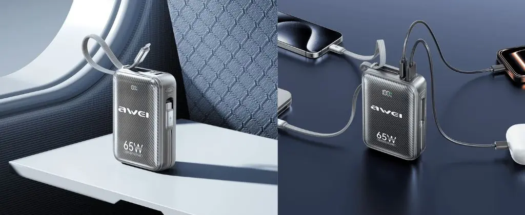 AWEI MH818 65W 20000mAh Power Bank with Built in Cables