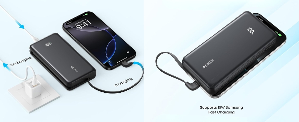 Anker Zolo A110E 20000mAh 22.5W Power bank with Built-in USB-C Cable