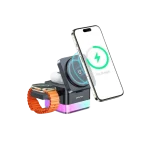 Awei W25 3 in 1 Desktop Charger Magnetic Wireless Charger with RGB Light