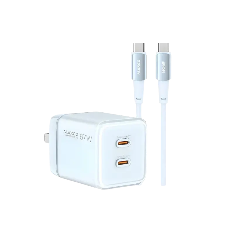 Maxco MC20CC 67W GaN Fast Charger with Dual Type C Port Maxco MC20CC 67W GaN Fast Charger with Dual Type C Port