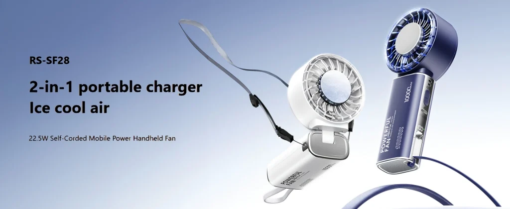 Remax RS-SF28 10000mAh 2-in-1 Handheld Fan & Power Bank