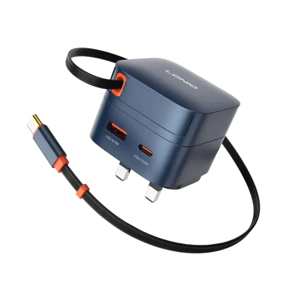 LDNIO Q10 65W GaN Fast Charger with 80cm Retractable Cable