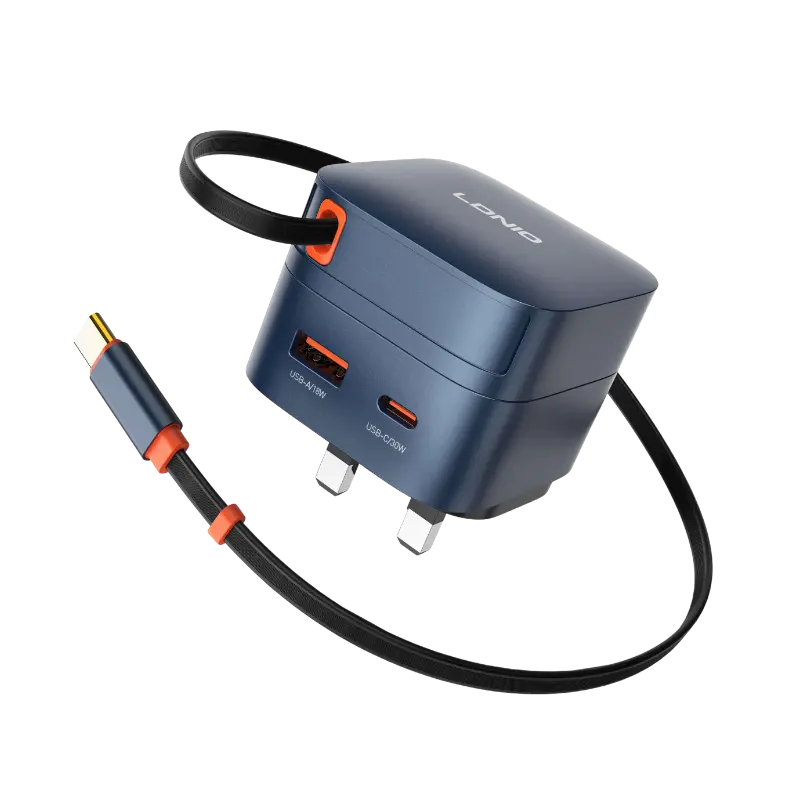 LDNIO Q10 65W GaN Fast Charger with 80cm Retractable Cable1 LDNIO Q10 65W GaN Fast Charger with 80cm Retractable Cable