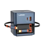 LDNIO Q16 100W GaN Desktop Charger 4-Port with Retractable Cables