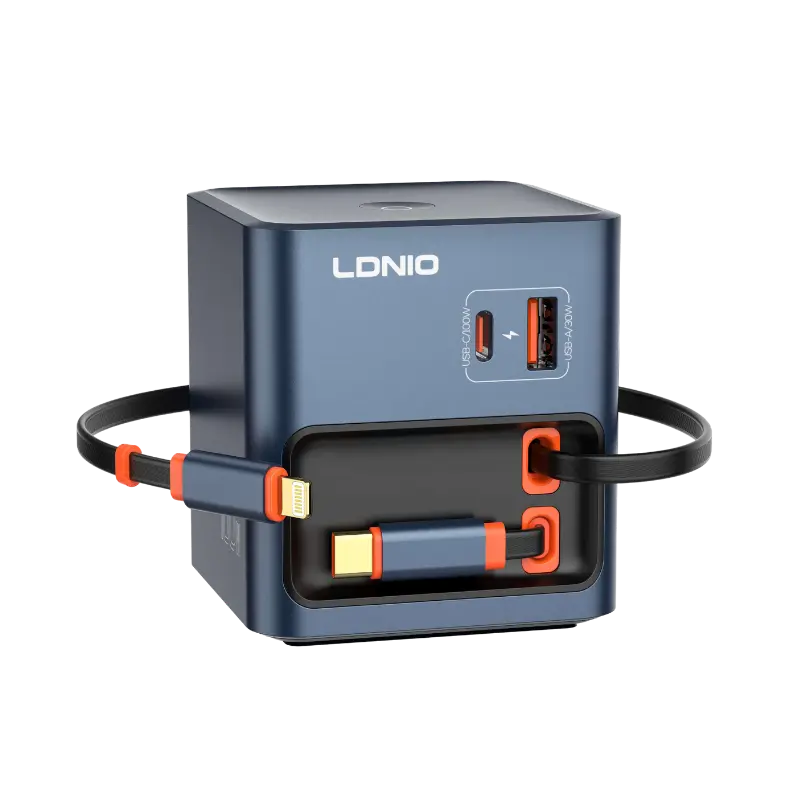 LDNIO Q16 100W GaN Desktop Charger 4-Port with Retractable Cables LDNIO Q16 100W GaN Desktop Charger 4-Port with Retractable Cables
